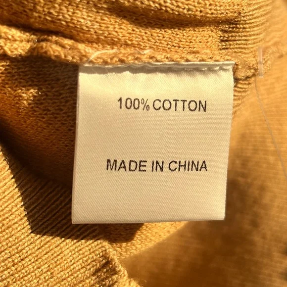 🆕 AZI New York Mustard Gold Chain-Neck Puff Sleeve 100% Cotton Sweater Size S - Picture 15 of 16